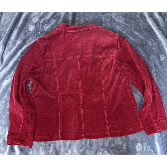 CJ Banks Brand Plus Size 1X Red Button Up Stretch Corduroy Womens Jacket - Picture 3 of 5